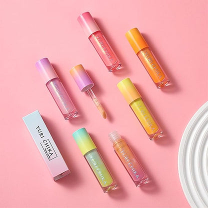 Shimmer Glitter Lip Gloss Oil,6 Color Hydrating Sparkly Lipstick,Non-Sticky Fresh Texture Lip Oil,Long Lasting Moisturizing Lip Makeup (#05)