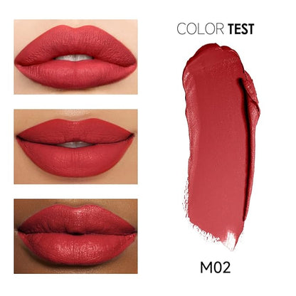 Matte Lipstick Hydrating Lip Color Makeup, Highly Pigmented Lipstick with Moisturizing Formula, Lightweight, Smooth, M02