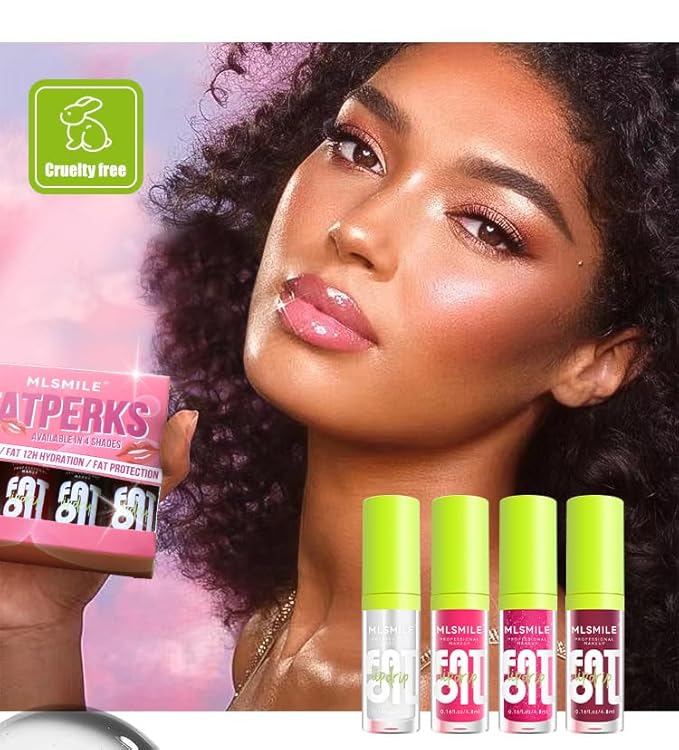 4 Colors Lip Oil Lip Glaze, Big Brush Head Hydrating Lip Glow Oil, Shiny Transparent Lip Gloss Plumping, Smooth Glossy Finish Clear Tint Shiny and Vegan, Moisturizing Non-Sticky Formula