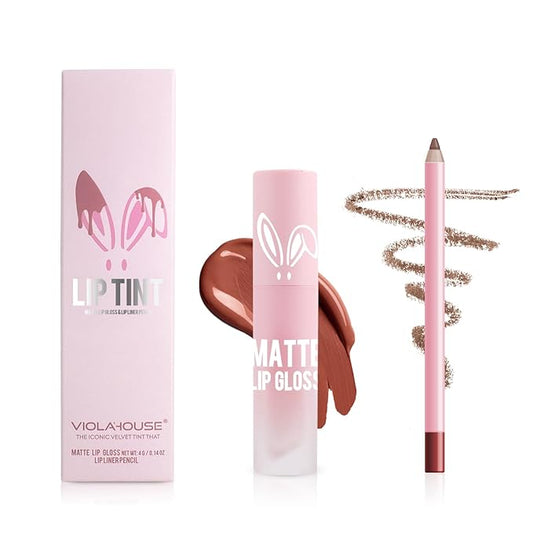 VIOLA HOUSE Lipstick Lip Liner Set, Matt Lipstick Non-Fading,