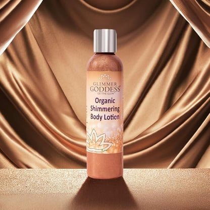 GLIMMER GODDESS Organic Body Shimmer Lotion - Super Level 3 Bronze Body Shimmer, 8 oz