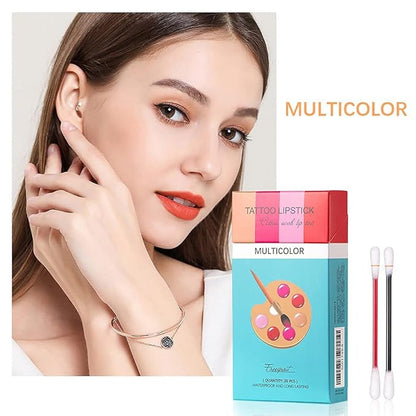 FLIPNEX 20Pcs Cotton Swab Tattoo Lipstick, Tattoo Lipstick Long