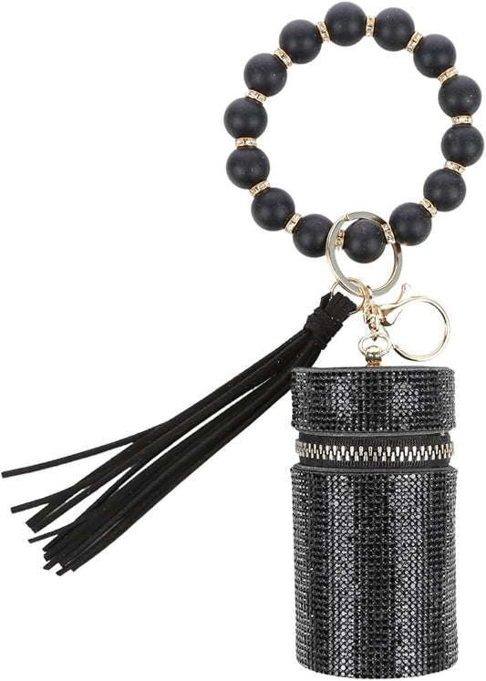 Lipstick Keychain, Leather Diamond Lip Gloss Holder, Stylish Gloss