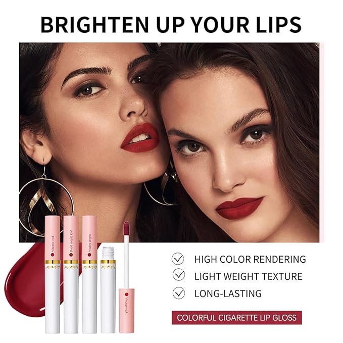 4 Colors Lipstick, Matte Liquid Lip Gloss Set, Gloss