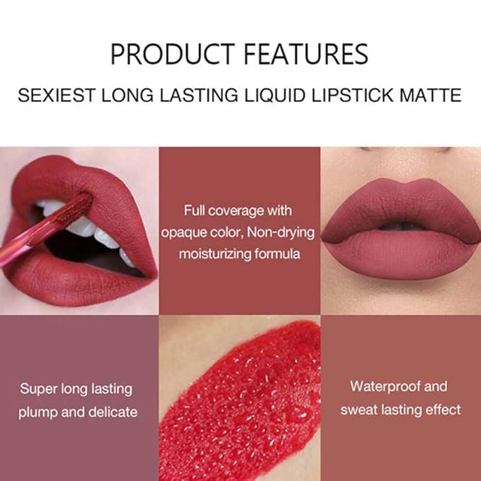 Matte Liquid Lipstick Set, Long Lasting Non-Stick Cup Long