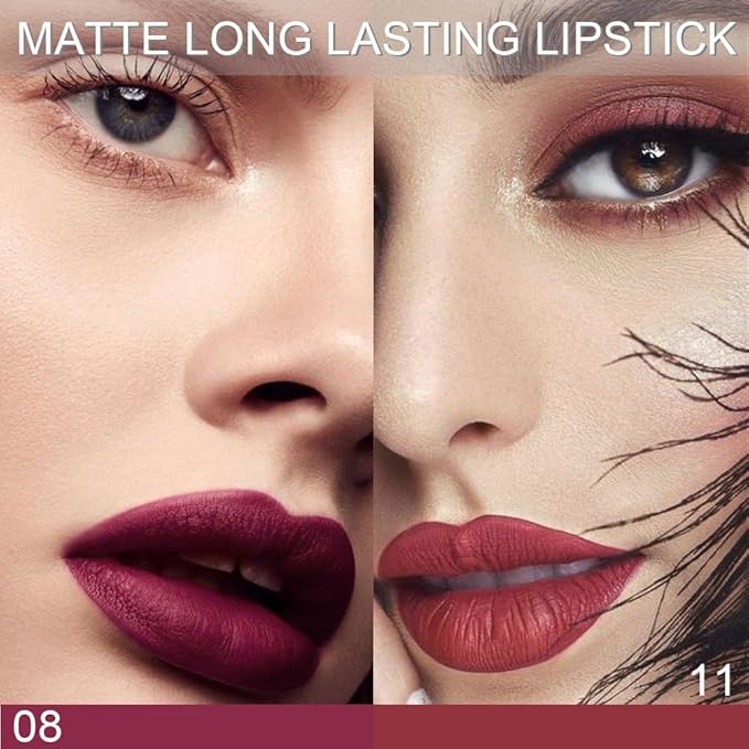 evpct 3Pcs Plum Purple Mauve Nude Beige Pink Matte Matte Color Stay Lipstick Lip Crayon Set for Women Waterproof Long Lasting 24 Hour Lipstick labiales matte larga duracion 24 mate 24 horas originales