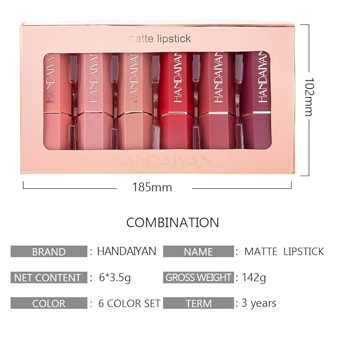 6 Colors Nude Moisturizer Smooth Lipstick, Matte Lipstick Long-Lasting