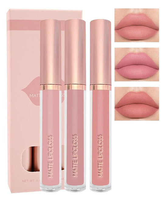 3Pcs Matte Liquid Lipstick Set, High Pigmented Lip High