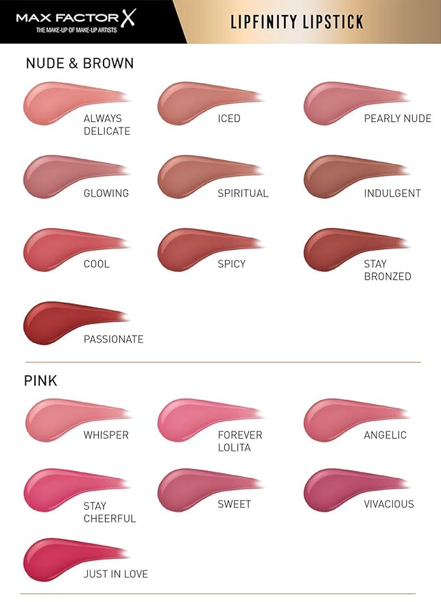 Max Factor Lipfinity for Women, 330 Essential Burgundy, Burgundy,