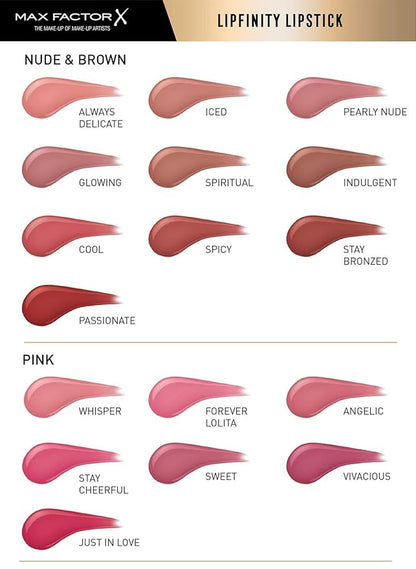 Max Factor Lipfinity for Women, 330 Essential Burgundy, Burgundy,
