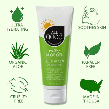 All Good Sport Mineral Sunscreen & Aloe Gel Bundle - UVA/UVB Broad Spectrum SPF 30+, Water Resistant - Includes (2) SPF 30 Sport Sunscreen and (1) Aloe Gel
