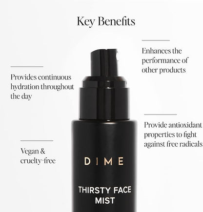 DIME Beauty Thirsty Face Mist with Electrolytes, Meadowfoam, and Sea Buckthorn, Hydrating Facial Spray, 2 oz / 60 ml