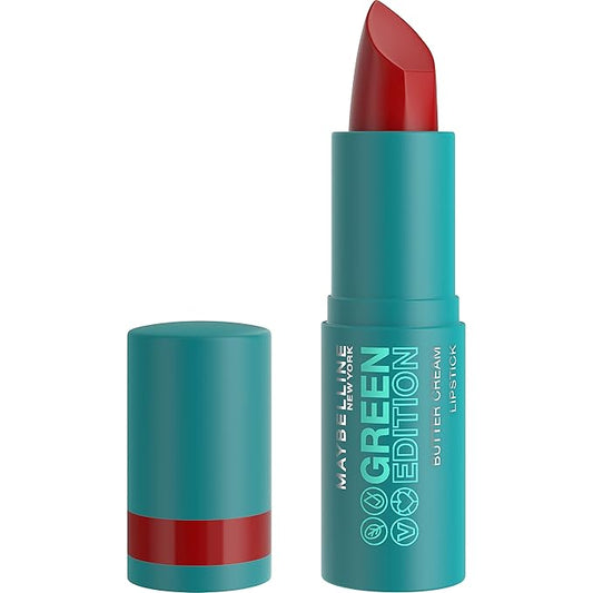 Maybelline Green Edition Butter Cream High-Pigment Bullet Lipstick, Musk, Orange Red, 0.12 oz