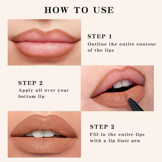 AMY'S DIARY Nude Matte Lip Tint Stain Pen,Versatile Pen,Long