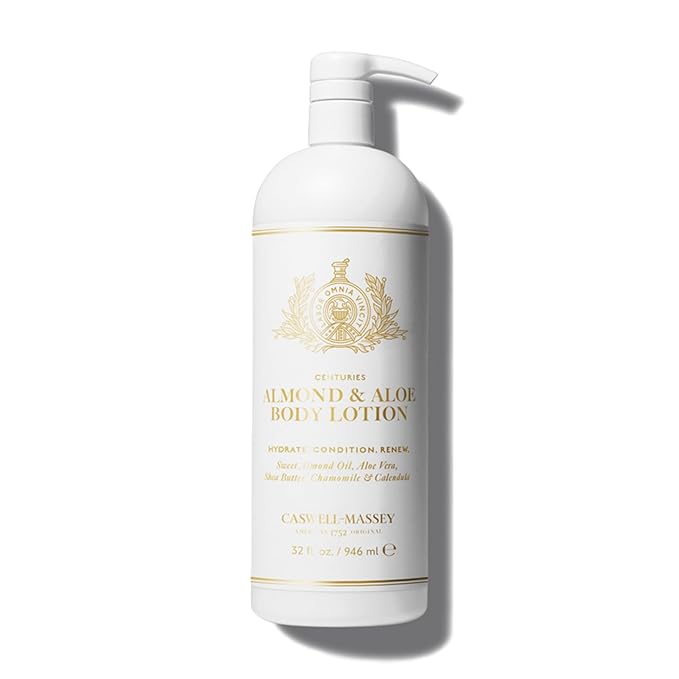 Caswell-Massey Almond & Aloe Lotion, Warmly Sweet Almond Scented Moisturizer, Botanical Body Lotion for Women with Aloe Vera, Calendula & Chamomile, 32 Fl Oz