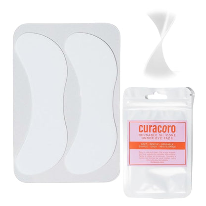 Curacoro Reusable Eye Pads, Silicone Under Eye Patches Lash Lift Cover Eyelash Extension | Soft Pads for Sensitive Skin during Eyelash Perm Lamination & Lash Extensions Remover (White, Style 2)