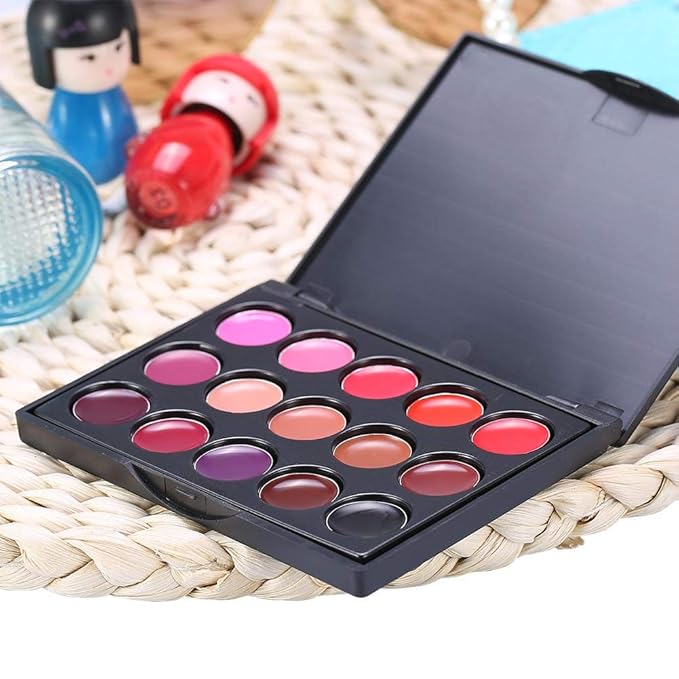 Lipstick Palette, Lip Cosmetics, 15Colors Professional Lip Gloss Gloss