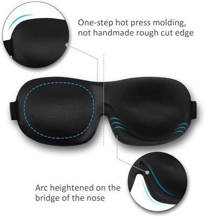 Cute Eye Mask Sleep Mask for Men Women Kids,2 Pack 3D Contoured Cup Sleeping Mask & Blindfold, Concave Molded Night Sleep Mask, Block Out Light (Stars &Black, 2 Count (Pack of 1))