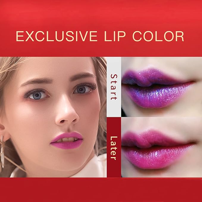 MEICOLY Blue Shimmer Lipstick, Magic Color Changing Lipstick,Tinted Magic