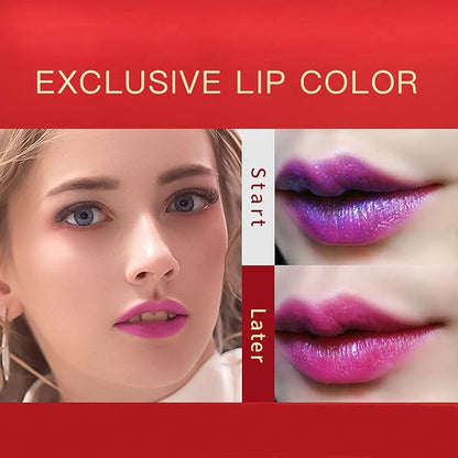 MEICOLY Blue Shimmer Lipstick, Magic Color Changing Lipstick,Tinted Magic