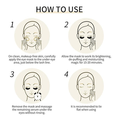 TUNBOT Under Eye Patches-24k Gold Eye Mask Pads - 60 Pieces, Collagen Hyaluronic Acid Eye Mask, Anti-Aging, Reduce Dark Circles, Puffiness and Wrinkles, For Men and Women