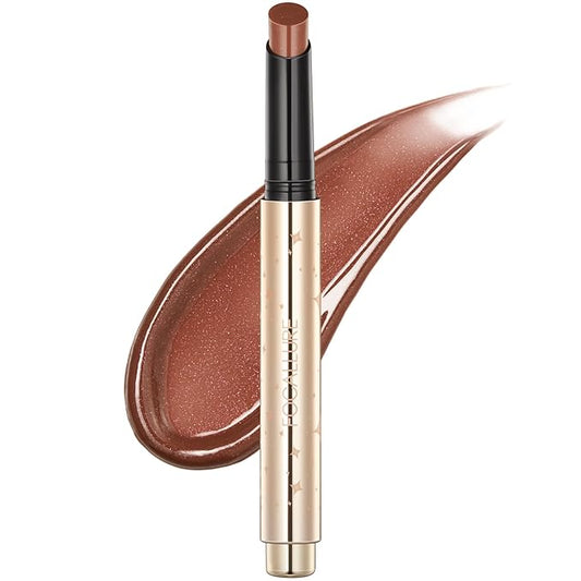 FOCALLURE Shimmer Lipstick,Moisturizing Plumping Lip Gloss,Shimmery Glossy Finish,Hydrating,Long Lasting,Non-Stick Cup Lip Makeup,High Shine for Plumper Looking Lips,Cinnamon