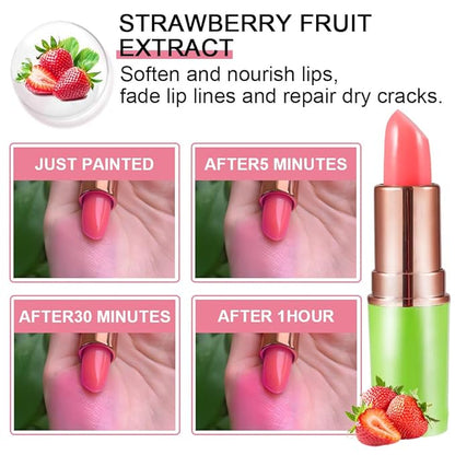 BINGBRUSH Strawberry Color Changing Lipstick Queen,Moisturizer Long Lasting Lipstick