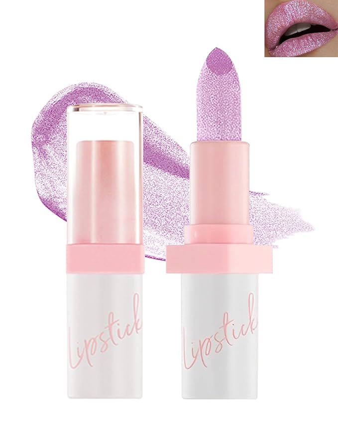 Glitter Lipstick for Women, Shimmer Sparkly Lipstick Long Glitter