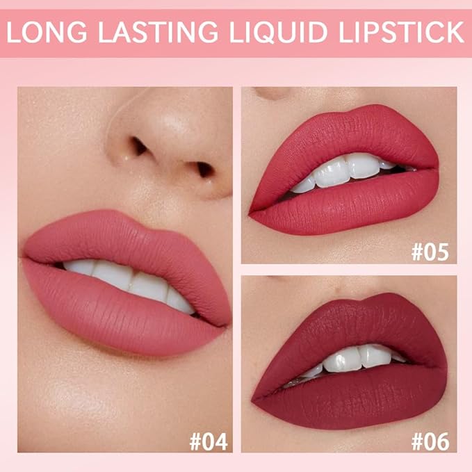 3Pcs Red Pink Matte Velvet Lipgloss Set,Peachy Grapefruit Lipgloss