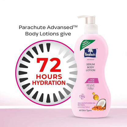Parachute Advansed Body Lotion for Women, Age Erase Serum, Retinol, Coconut Milk, 100% Natural, All Skin Type | 13.5 fl oz | Pack of 2