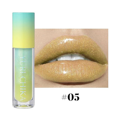 Shimmer Glitter Lip Gloss Oil,6 Color Hydrating Sparkly Lipstick,Non-Sticky Fresh Texture Lip Oil,Long Lasting Moisturizing Lip Makeup (#05)