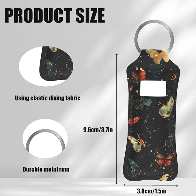 Colorful Butterflies Chapstick Holder Keychain, Portable Lip Balm/Lip Gloss