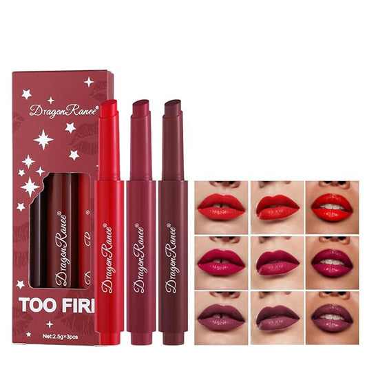 3 Colors Matte Lipstick Set, Nude Lipstick Makeup Long