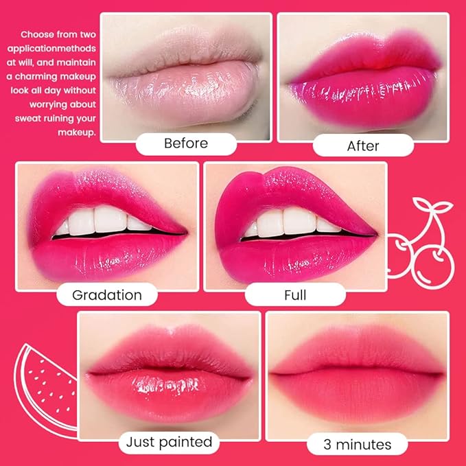 BINGBRUSH 2Pcs Bright Vivid Color Lip Tint With BINGBRUSH