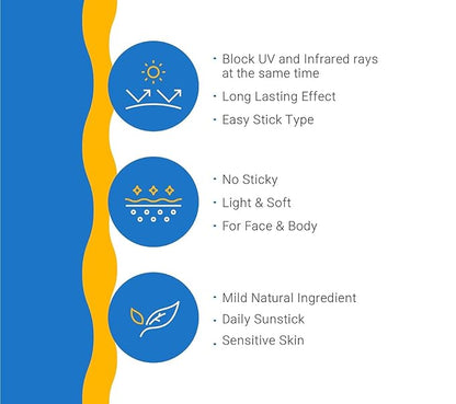 A.H.C Natural Perfection Double Shield Sun Stick SPF50+, 2024 VERSION (blue), 22G, Broad Spectrum, UV/IR Protection, Dozens of Natural Ingredents