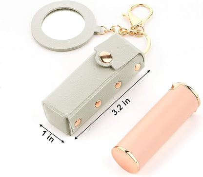 Lipstick Organizer Keychain Chapstick Case with Mirror Organizer