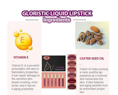 Gloristic | Waterproof | 6pcs Liquid Matte Lipstick Gloristic