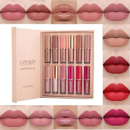 12 Colors Matte Nude Lipstick Set Velvety Long Long