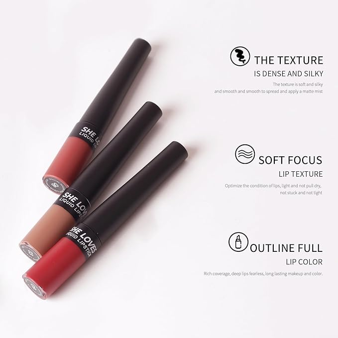 Matte Nude Liquid Lipstick, Tinted Highly Pigmented Lip Stain with Beeswax, Super Stay Velvet Lip Gloss, Smooth Matte Long Lasting Waterproof Smudgeproof Non-Stick Cup Lipcolor Makeup Gift, 03