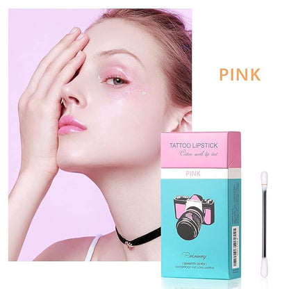 FLIPNEX 20Pcs Cotton Swab Tattoo Lipstick, Tattoo Lipstick Long