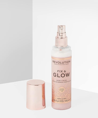 Makeup Revolution Fix & Glow Fixing Spray, Illuminating & Hydrating, Vegan & Cruelty-Free, 3.38 Fl Oz