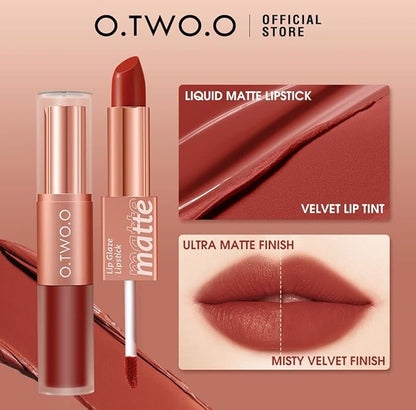 2-in-1 Matte Lip Gloss & Lipstick - Waterproof, Gloss