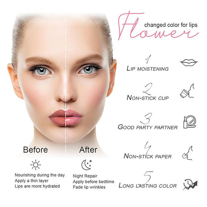 3Pcs Clear Magic Color Jelly Lipstick,Crystal Jelly Flower Color Changing Moisturizing Lip Gloss, Crystal Aloe Vera Lip Balm,Long Lasting PH Clear Temperature Lip Stick