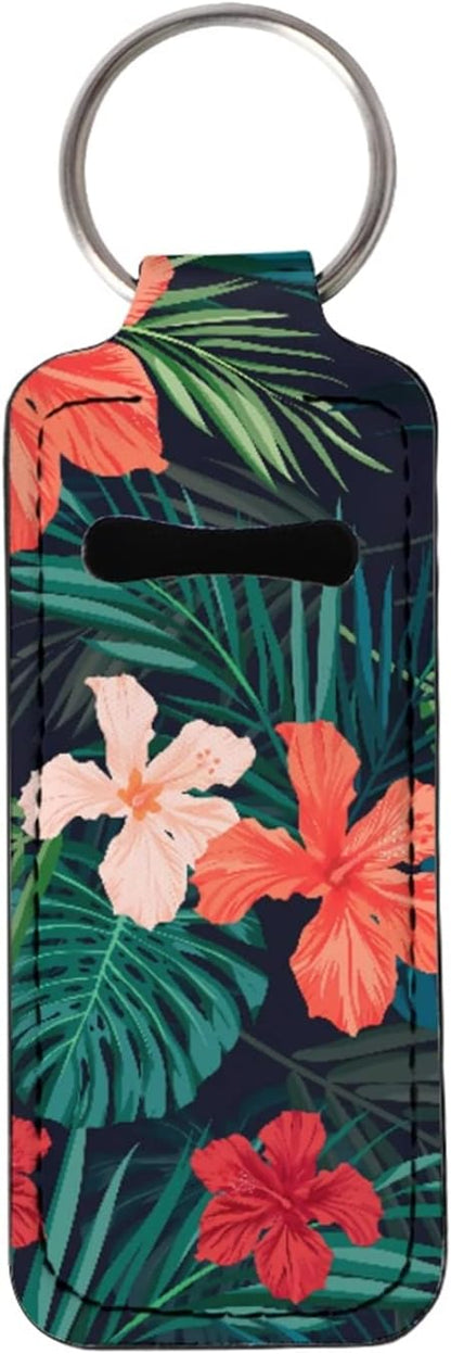 Horeset Chapstick Holder for Women Ladies,Tropical Floral Portable Gloss