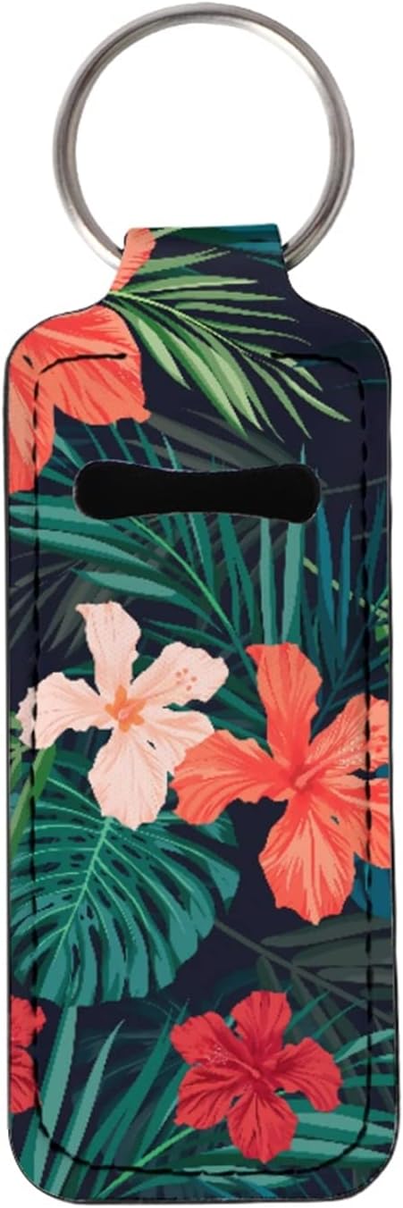 Horeset Chapstick Holder for Women Ladies,Tropical Floral Portable Gloss