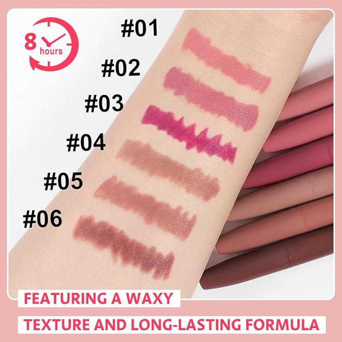 Matt Nude Lipstick Lipliner Lip Crayons Pack Set,Velvet Moisture Smooth Matte Lipstick Pencils,Waterproof&Waterlasting, (02, Pack of 1)