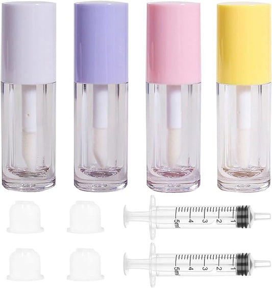 Qeuly 4Pcs Empty Lip Gloss Tubes, 6ml Clear Gloss
