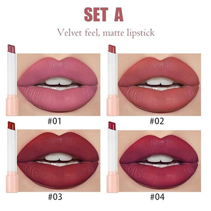 4 Colors Mini Little Tube Lipstick, Matte Velvet Long