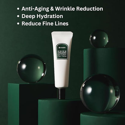 LEADERS Green Collagen Eye Cream for Face – Vegan Anti-Aging Eye Treatment, Reduces Fine Lines & Dark Circles Without Irritation, Improves Skin Elasticity & Hydration, Softens Wrinkles, 50ml