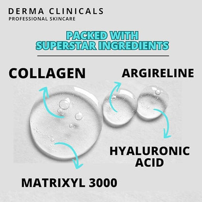 Collagen Peptide Serum with Matrixyl 3000 + Argireline, Hyaluronic Acid Serum, Anti-Aging Collagen Face Serum, Firming and Plumping, Anti-Wrinkle Serum for face - 4oz